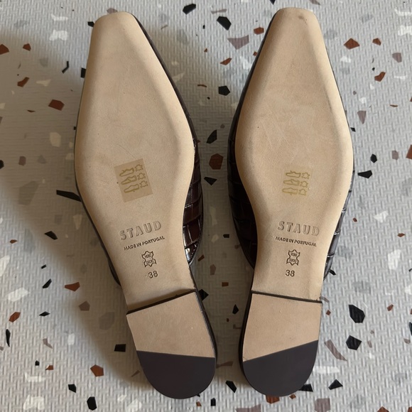 Staud Brown Croc Flat Mules Size 38 - Picture 8 of 8